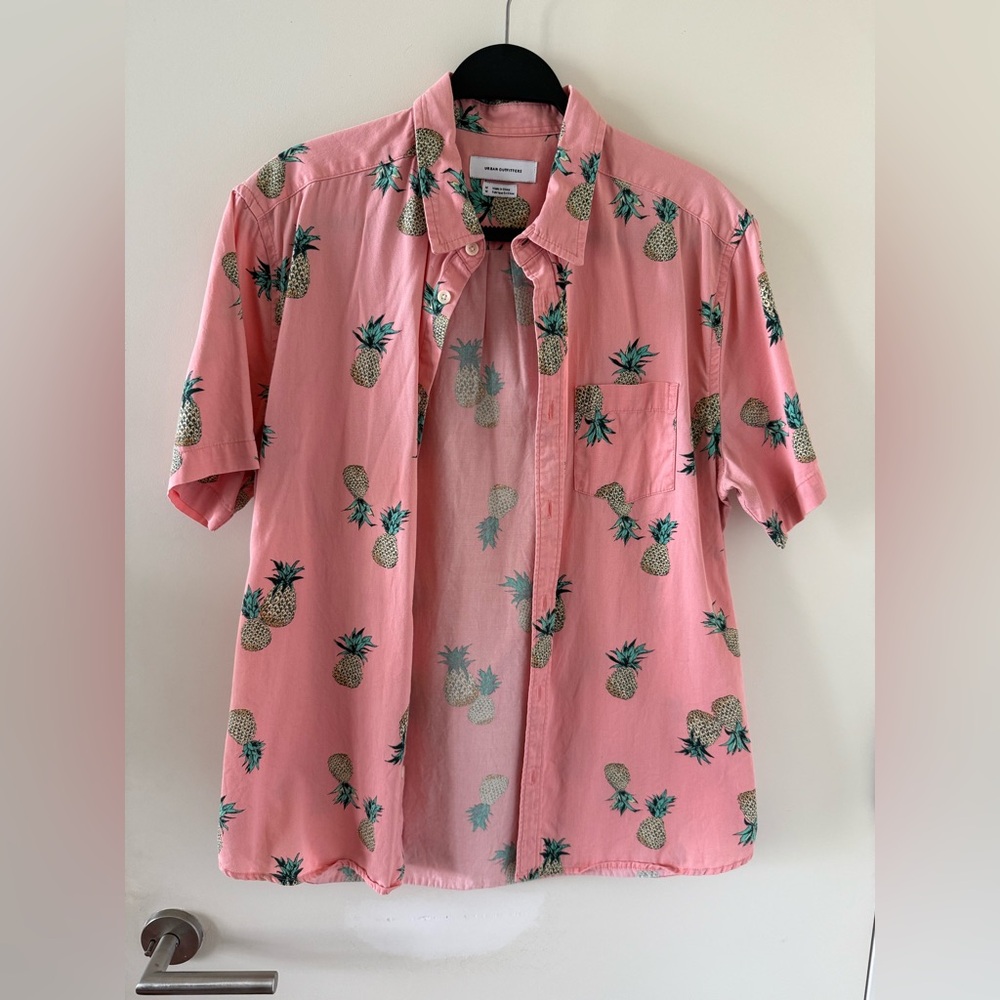 Iconic Men’s Pink Pineapple Print Men's Shirt + Short set